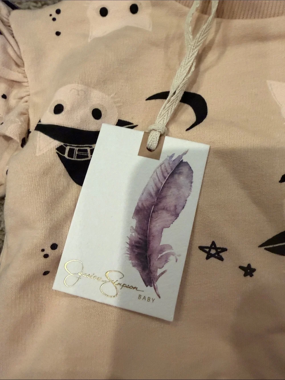 Jessica Simpson has pale pink Halloween Kids Pajama Set with Cat & Moon Print